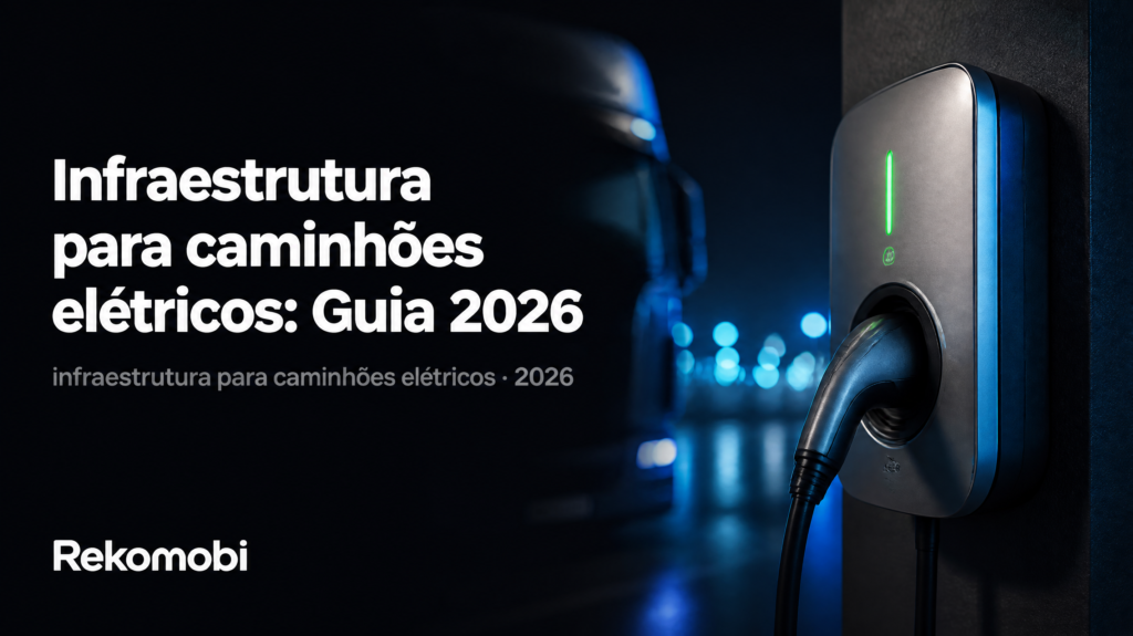 Infraestrutura para caminhões elétricos com carregador EV premium em ambiente corporativo