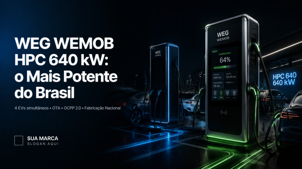 WEG WEMOB HPC 640 kW — totens de recarga ultrarrápida DC com 4 conectores simultâneos, o carregador mais potente fabricado no Brasil